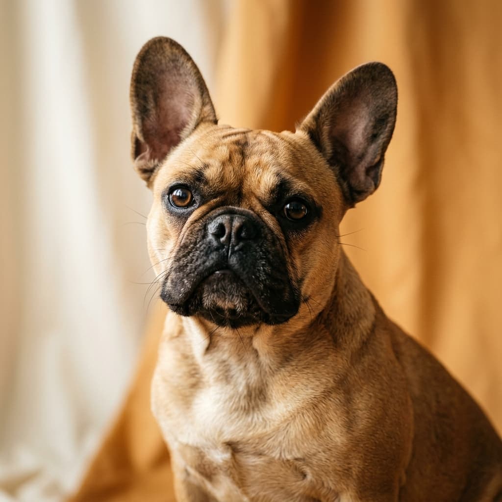 Glamour shot of a frenchie in the Decoded Dog style