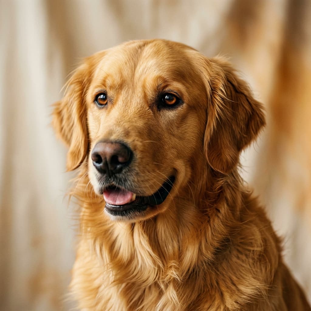 Glamour shot of a golden in the Decoded Dog style